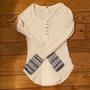 Free people long sleeve embroidered tee